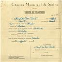 Registo de velocípede de marca Andorinha, com o nº 5975, em nome de Manuel das Dores Duarte, morador em Odrinhas.