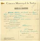 Registo de velocípede com o nº 7516, em nome de Adelino dos Santos, morador em Albarraque.