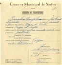 Registo de velocípede de marca Raio com motor, com o nº 6662, em nome de Marcolino Araújo Lavrador, morador em Várzea de Sintra.