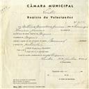 Registo de velocípede de marca Nacional, com o nº 4336, em nome de António Marcelino Janicas, morador em Negrais.