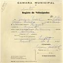 Registo de velocípede  com o nº 717, em nome de Joaquim Pardal, morador em Magoito.
