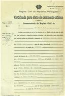 Certificado de casamento de Domingos Luciando Duarte e Guilhermina de Jesus Miranda.