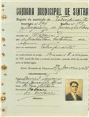 Registo de matricula de velocipedista em nome de Joaquim da Conceição Dias, morador na Tojeira, com o nº de inscrição 934.