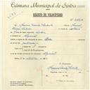 Registo de velocípede de marca Cycles, com o nº 4856, em nome de Mariana Rascão Machado, moradora em Algueirão.