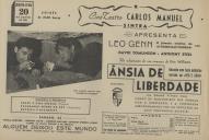 Programa do filme "Ânsia de Liberdade" com a participação de Leo Genn,  David Tomlinson e Anthony Steel.