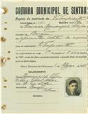 Registo de matricula de velocipedista em nome de Francisco Hermenegildo Filipe, morador no Banzão, com o nº de inscrição 945.
