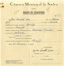 Registo de velocípede de marca Nacional, com o nº 7710, em nome de João Aniceto Dias, morador em Mucifal.