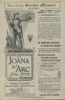 Programa do filme "Joana D'Arc" realizado por Victor Fleming com a participação de Ingrid Bergman. 