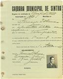 Registo de matricula de velocipedista em nome de Fernando de Oliveira, morador em Janas, com o nº de inscrição 1783.