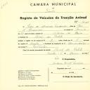 Registo de um veiculo de duas rodas tirado por um animal de espécie cavalar destinado a transporte de mercadorias em nome de Pedro de Almeida Fernandes, morador no Casal da Portela.