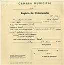 Registo de velocípede com o nº 1389, em nome de Miguel dos Santos, morador em Lourel.