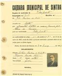 Registo de matricula de velocipedista em nome de Júlio Barbosa da Costa, morador em Sintra, com o nº de inscrição 3108.