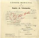 Registo de velocípede com o nº 3322, em nome de Manuel Macedo, morador em S. Pedro de Sintra.