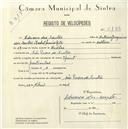 Registo de velocípede de marca Sprinter, com o nº 5188, em nome de Adriano dos Santos, morador em S. Pedro de Sintra.