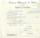 Registo de velocípede com o nº 8788, em nome de João dos Santos Silvestre, morador em Carenque.