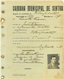 Registo de matricula de velocipedista em nome de Duarte Franco, morador em Montelavar, com o nº de inscrição 1683.