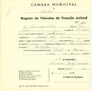 Registo de um veiculo de quatro rodas tirado por dois animais de espécie muar destinado a transporte de mercadorias em nome de Manuel Luís, morador em Aruil de Baixo.