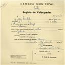 Registo de velocípede com o nº 2545, em nome de Jorge Campelo, morador em Albarraque.