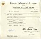 Registo de velocípede de marca Alpino, com o nº 9283, em nome de Abel Mateus Luís, morador em Negrais.