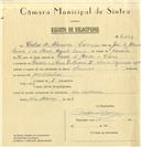 Registo de velocípede com o nº 6337, em nome de Celso de Almeida Correia, morador em Rua D. Maria II, Cacém.