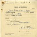 Registo de velocípede com o nº 5880, em nome de Judite Emília d'Almeida Marques, moradora em Várzea de Colares.