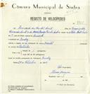 Registo de velocípede de marca Oriental, com o nº 8315, em nome de Armando dos Santos Costa, morador em Queluz.