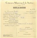 Registo de velocípede de marca Rola, com o nº 6969, em nome de Fernando Aniceto, morador em Cacém de Cima.