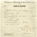 Registo de velocípede com o nº 5357, em nome de Custódio Salvador de Jesus Miguel, morador em Algueirão.