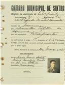 Registo de matricula de velocipedista em nome de Alfredo Matos Duarte, morador em Massamá, com o nº de inscrição 951.