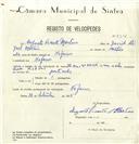 Registo de velocípede de marca Ilo, com o nº 8312, em nome de Augusto Vicente Martins, morador em Nafarros.