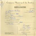 
Registo de velocípede de marca Raio, com o nº 6081, em nome de Joaquim António, morador em Negrais.