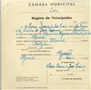 Registo de velocípede com o nº 1092, em nome de Maria Isaura de Jesus Inácio, moradora em Algueirão.