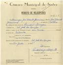 Registo de velocípede com o nº 8125, em nome de Domingos José Vicente Jeronimo, morador em S. João das Lampas.