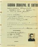 Registo de matricula de velocipedista em nome de Vasco dos Santos Gonçalves, morador em Sintra, com o nº de inscrição 1785.