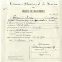 Registo de velocípede de marca Oriental, com o nº 5047, em nome de Joaquim Inácio, morador em Vale de Lobos.