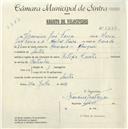 Registo de velocípede de marca Citifix com motor, com o nº 5337, em nome de Francisco José Faria, morador em Sintra.
