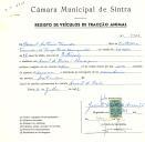 Registo de um veiculo de duas rodas tirado por um animal de espécie asinina destinado a transporte de mercadorias em nome de Manuel António Temudo, morador em Aruil de Baixo, Almargem.