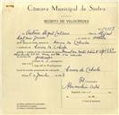 Registo de velocípede de marca Famel com motor Vitória, com o nº 10137, em nome de António Miguel Caetano, morador em Casais da Cabrela.