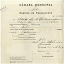 Registo de velocípede com o nº 4587, em nome de Adolfo Augusto Catalino, morador em Sintra.