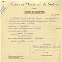 Registo de velocípede de marca Raleigh, com o nº 5874, em nome de Hélder Duarte Martins Saraiva, morador em Algueirão.