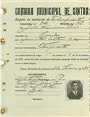 Registo de matricula de velocipedista em nome de João Francisco Pires, morador no Linhó, com o nº de inscrição 942.