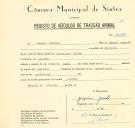 Registo de um veiculo de duas rodas tirado por um animal de espécie asinina destinado a transporte de mercadorias em nome de Joaquim Jacinto, morador no Mucifal.