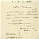 Registo de velocípede com o nº 2391, em nome de José Francisco da Silva, morador em Camarões.
