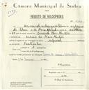 Registo de velocípede de marca Especial, com o nº 5122, em nome de Armando Ambrósio da Silva, morador em Casais de Mem Martins.