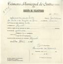 Registo de velocípede com o nº 4610, em nome de Américo Mendes dos Santos, morador em Algueirão.