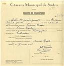 Registo de velocípede de marca Olimpique, com o nº 7506, em nome de Artur Conceição Jacinto, morador em Carne Assada.
