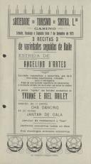 Programa de espetáculos com a participação da cantora Angelina d'Artes e os bailarinos Yvonne e Biel Bailey.