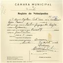Registo de velocípede de marca Oriental, com o nº 3784, em nome de Maria Rosalina Pinto Pereira, moradora em Cacém.