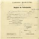 Registo de velocípede de marca Origan, com o nº 3065, em nome de Joaquim Vieira Anastácio, morador em Rua Sotto Mayor, Sintra.