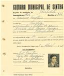 Registo de matricula de velocipedista em nome de Francisco Faustino, morador na Rinchoa, com o nº de inscrição 1942.